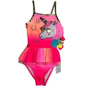Flapdoodles Size 2T Little Girls 2 Piece Unicorn Swimsuit Pink Sherbert NWT